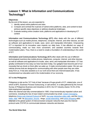 Lesson 8 ICT As Platform For Change - Lesson 8: ICT As Platform For ...