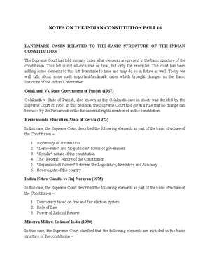 Notes ON THE Indian Constitution PART 15 - NOTES ON THE INDIAN ...