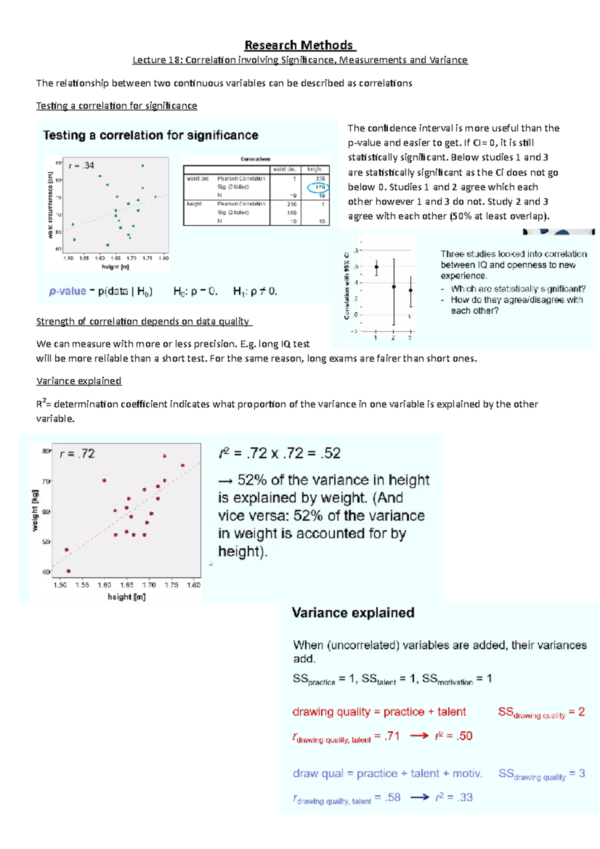 Lecture 18 - Research Methods Lecture 18: Correlation involving ...