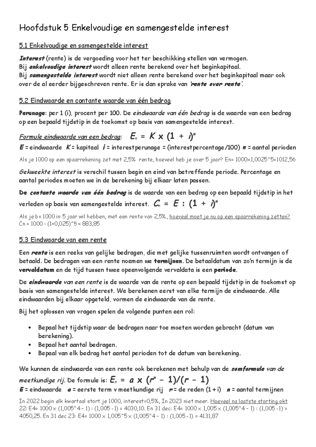 Het Berekenen Van Enkelvoudige Samengestelde Rente Economiematerialen