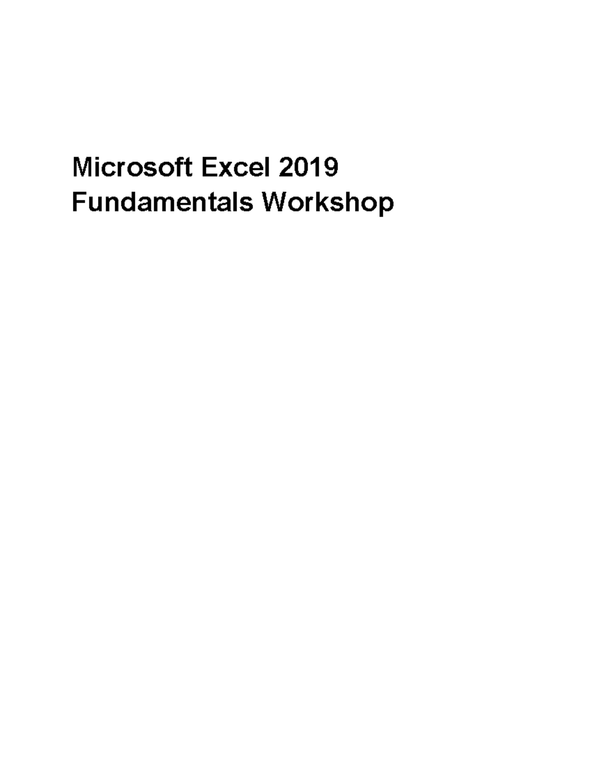 Microsoft-Excel-2019 - Microsoft Excel 2019 Fundamentals Workshop ...