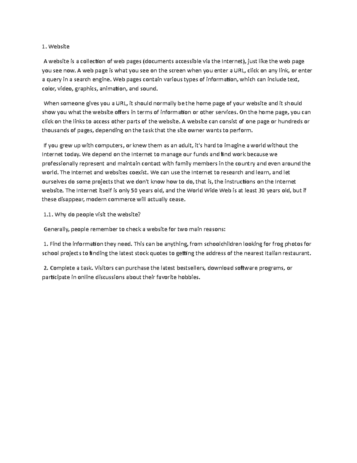 essay on importance of website