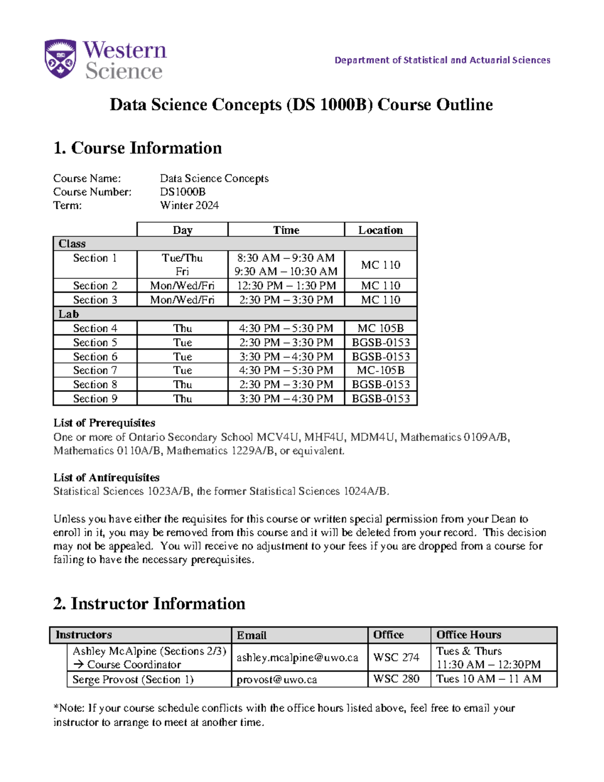 DS1000B - W2024 Course Outline - Department Of Statistical And ...