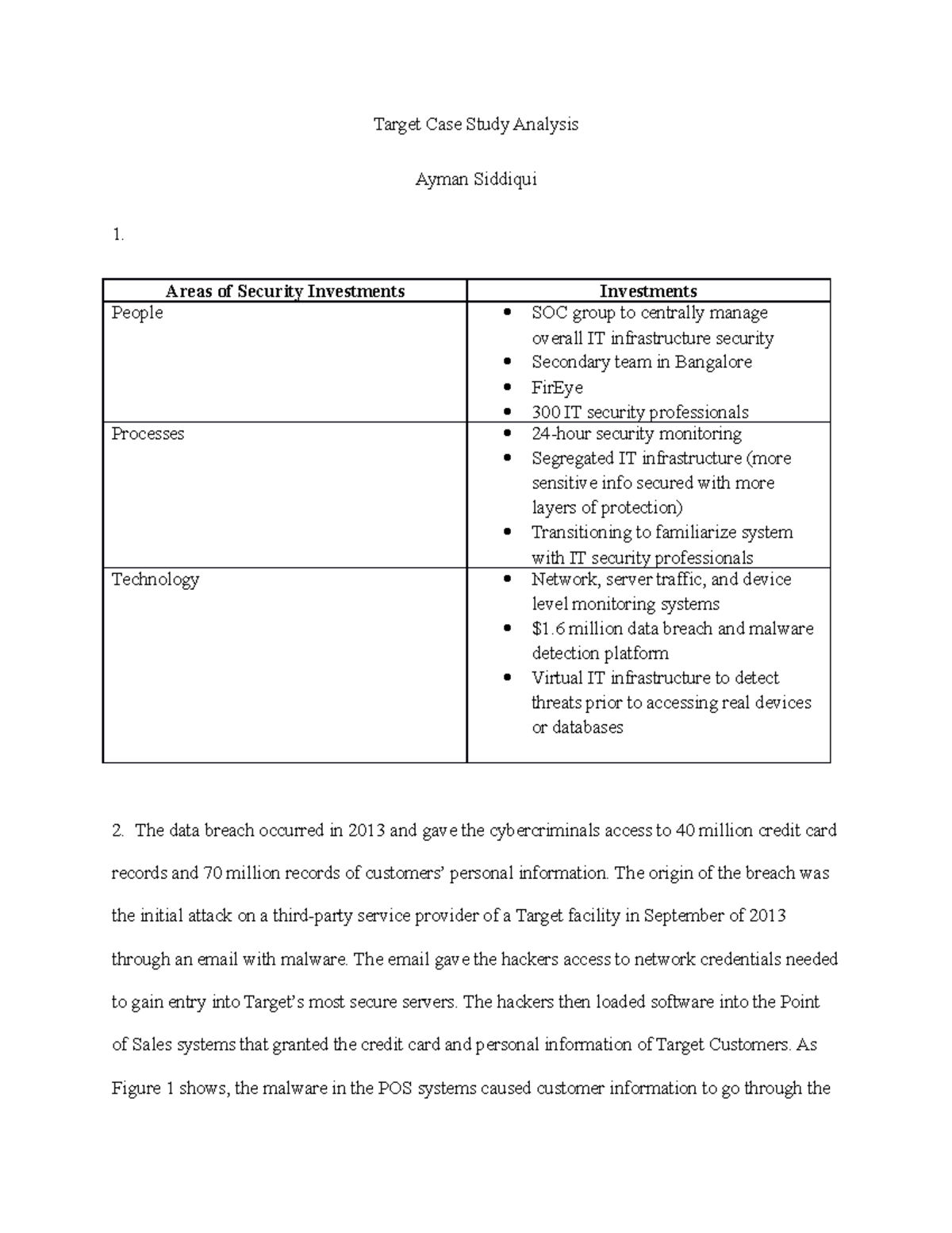 Target Case Study Analysis Target Case Study Analysis Ayman Siddiqui