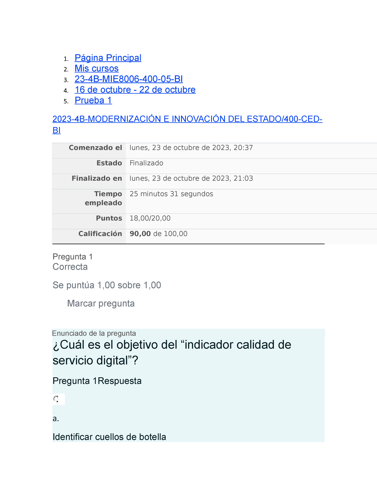 Prueba 1 Modernizxacion Del Estado - 1. Página Principal 2. Mis Cursos ...