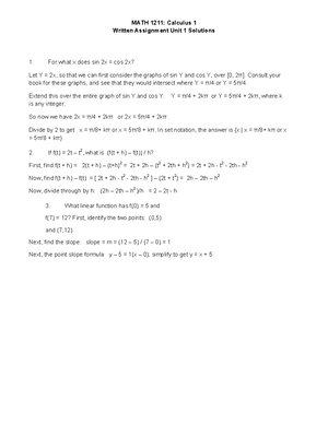 MATH 1211 Written Assignment UNIT 4 - MATH 1211 WRITTEN ASSIGNMENT UNIT ...