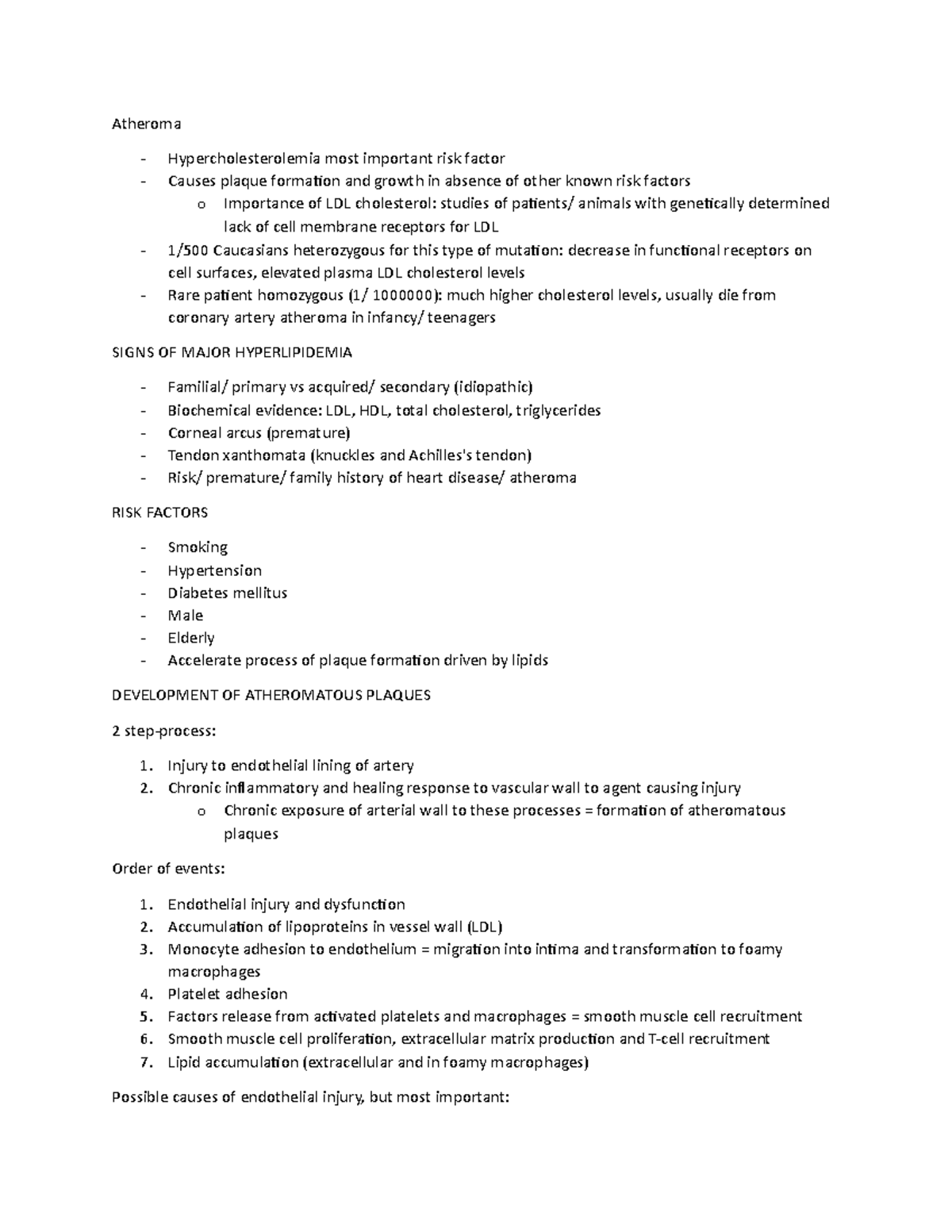 Major hyperlipidemia - Atheroma Hypercholesterolemia most important ...