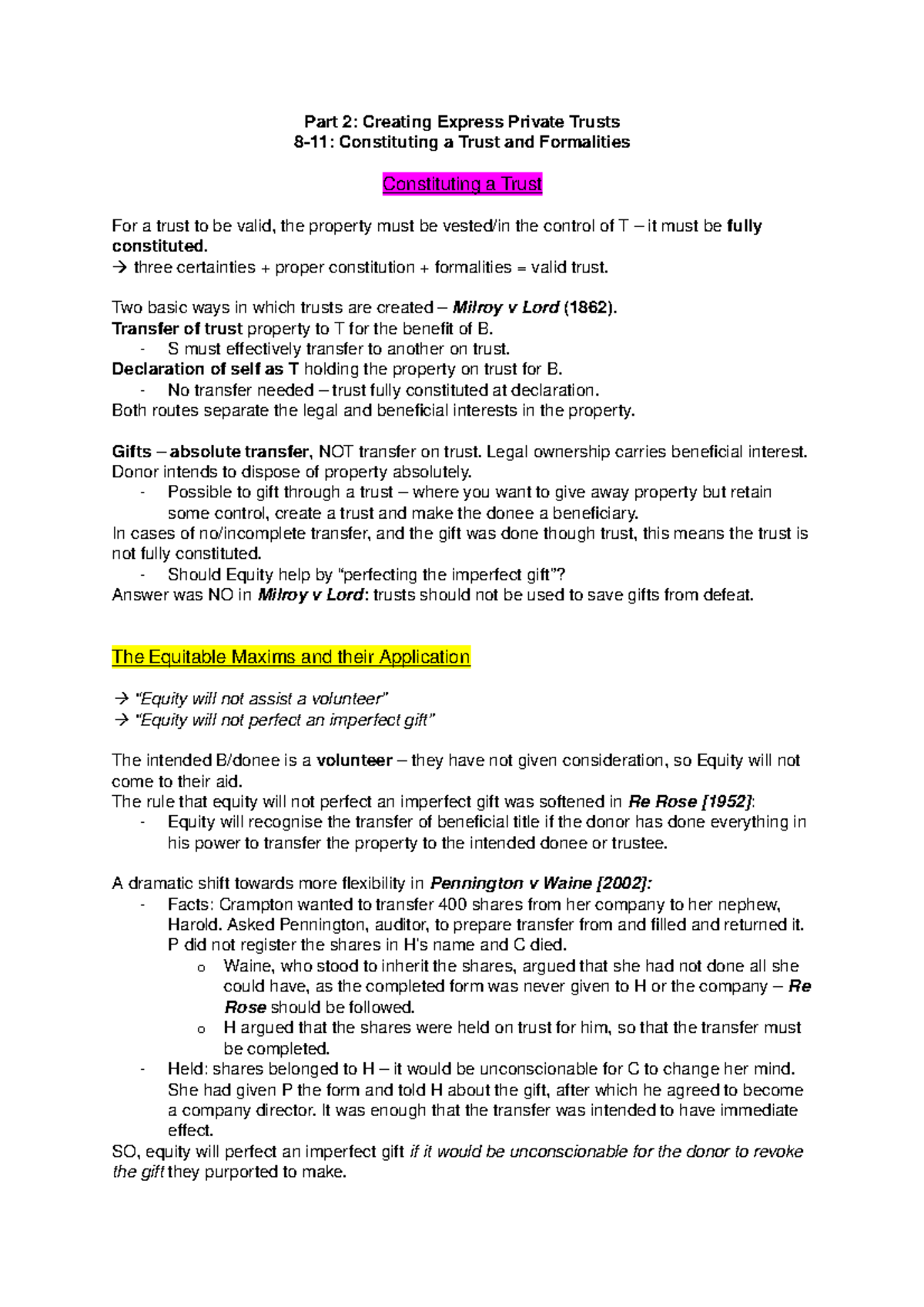 Constitution and Formalities - Part 2: Creating Express Private Trusts ...