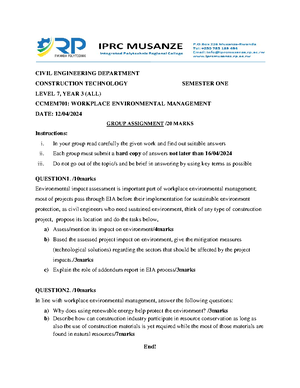 Ccmem 701 Handout - im soldier - DEPARTMENT OF CIVIL ENGINEERING SECTOR ...