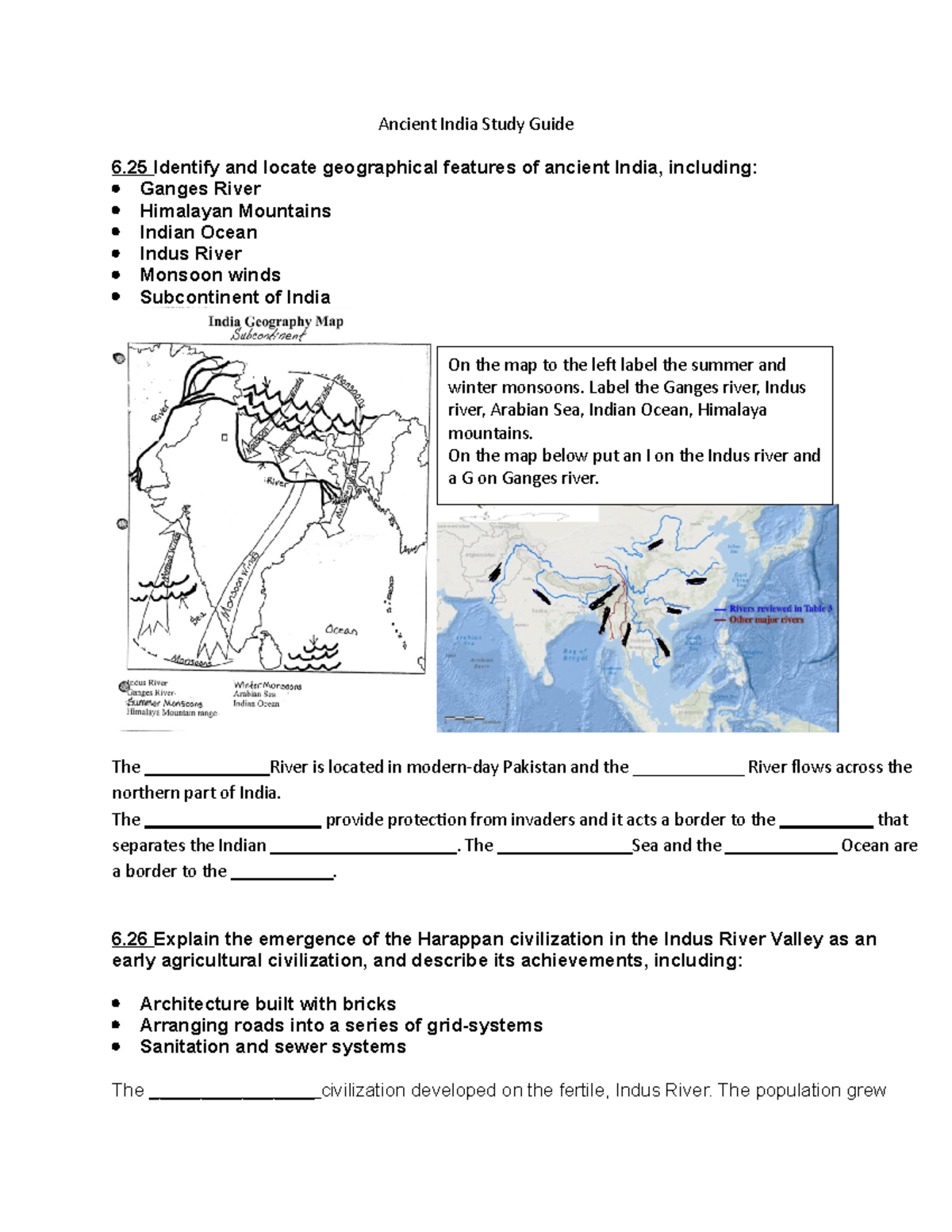 Ancient India Study Guide The ___________________ provide protection