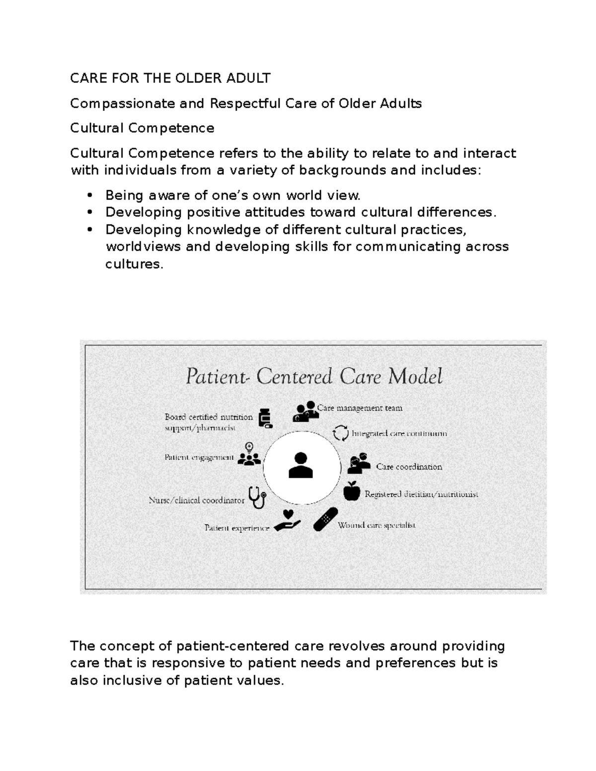 Care for the older adult - CARE FOR THE OLDER ADULT Compassionate and ...