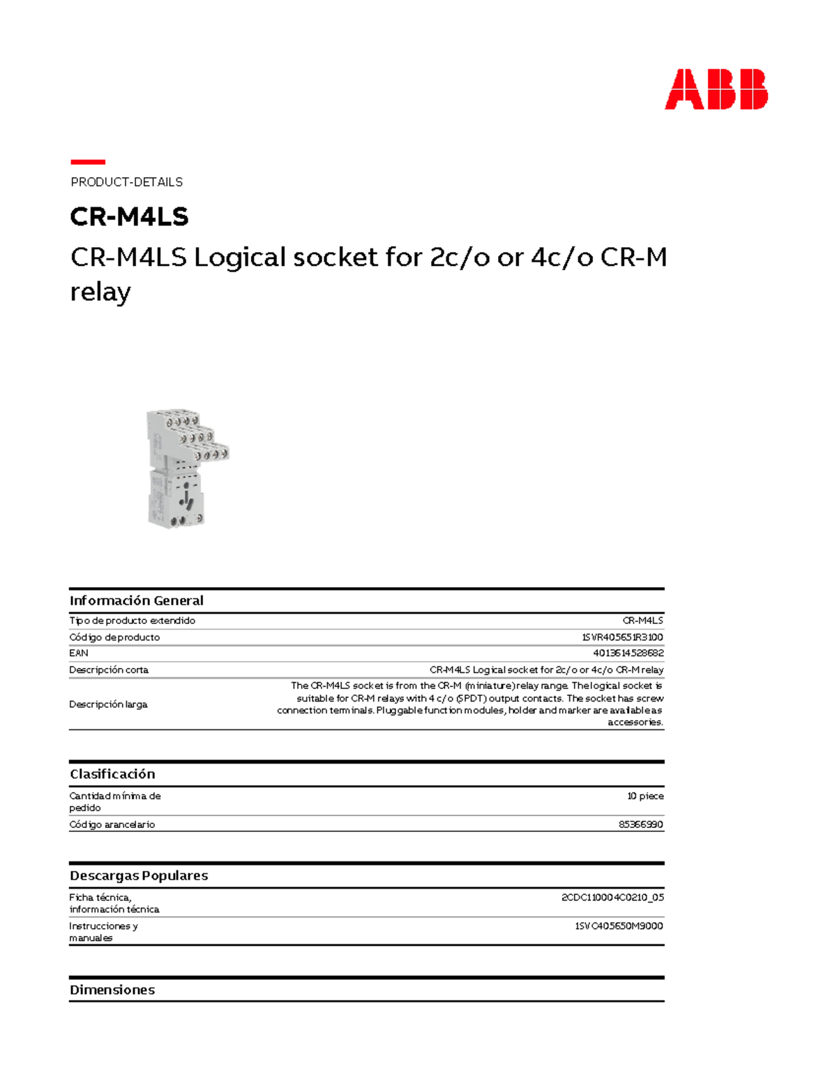 1SVR405651 R3100-cr-m4ls - CR-M4LS Logical socket for 2c/o or 4c/o CR-M ...