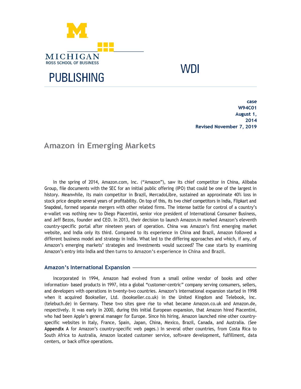 amazon in emerging markets case study