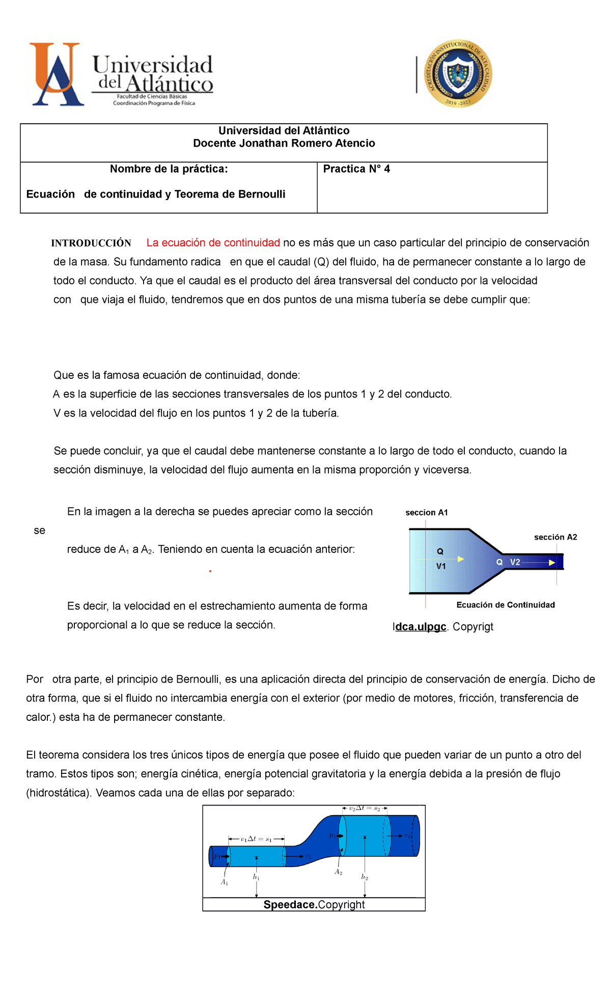 4. Teorema De Bernoulli - Universidad Del Atlántico Docente Jonathan ...