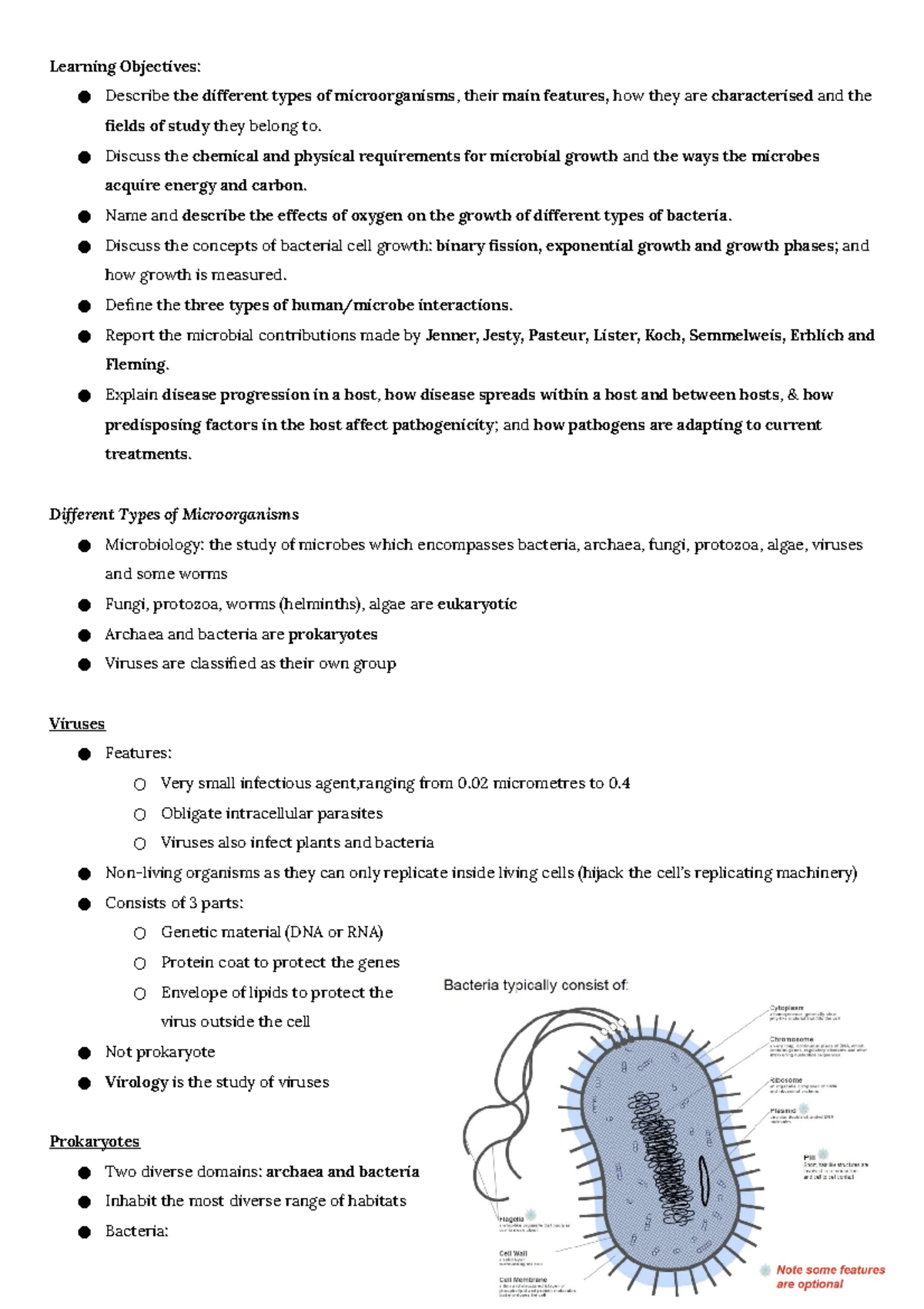 Topic 5 Microbiology - Learning Objectives: Describe the different ...