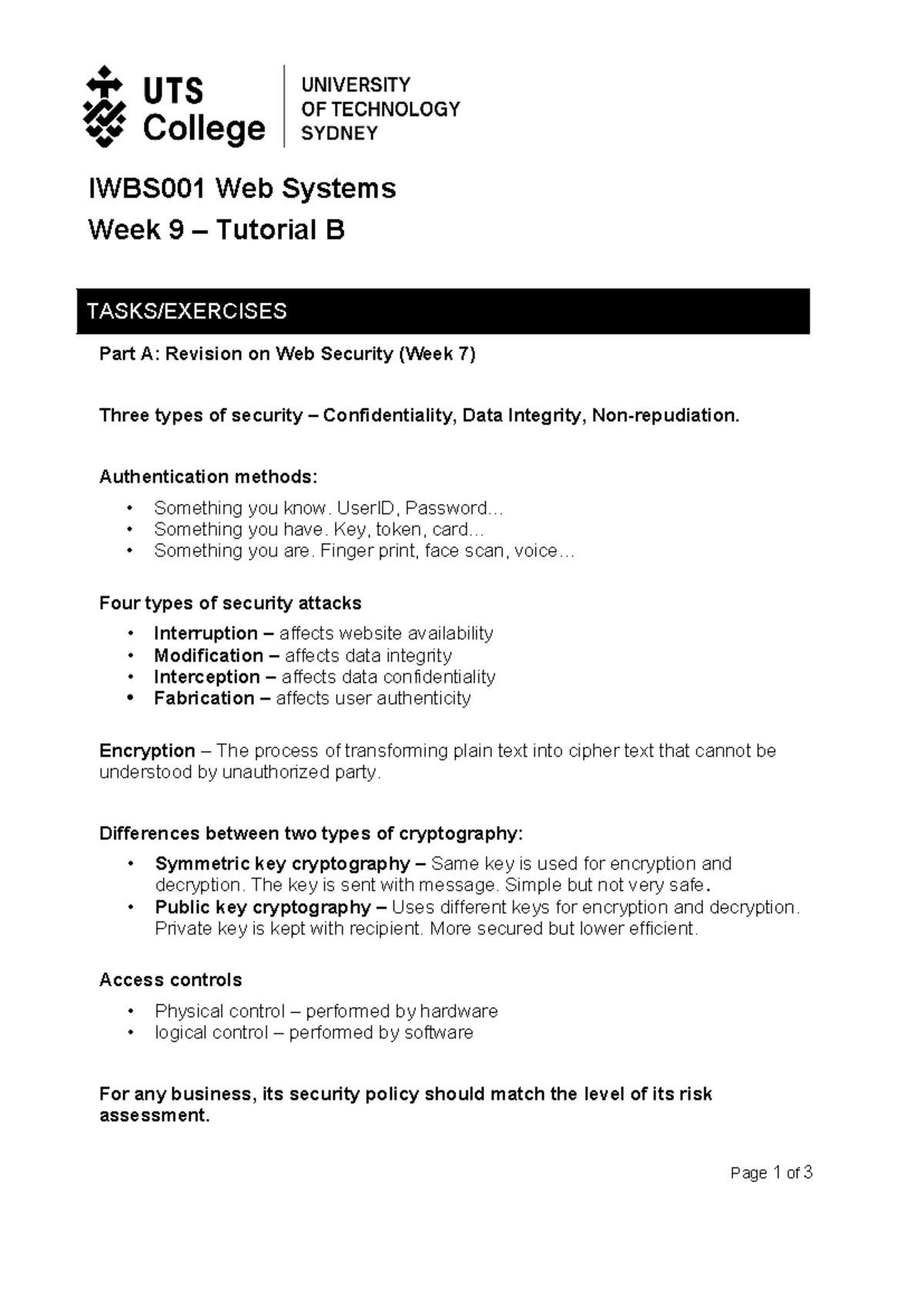 IWBS001-Week 09-Tutorial B - IWBS001 Web Systems Week 9 – Tutorial B ...