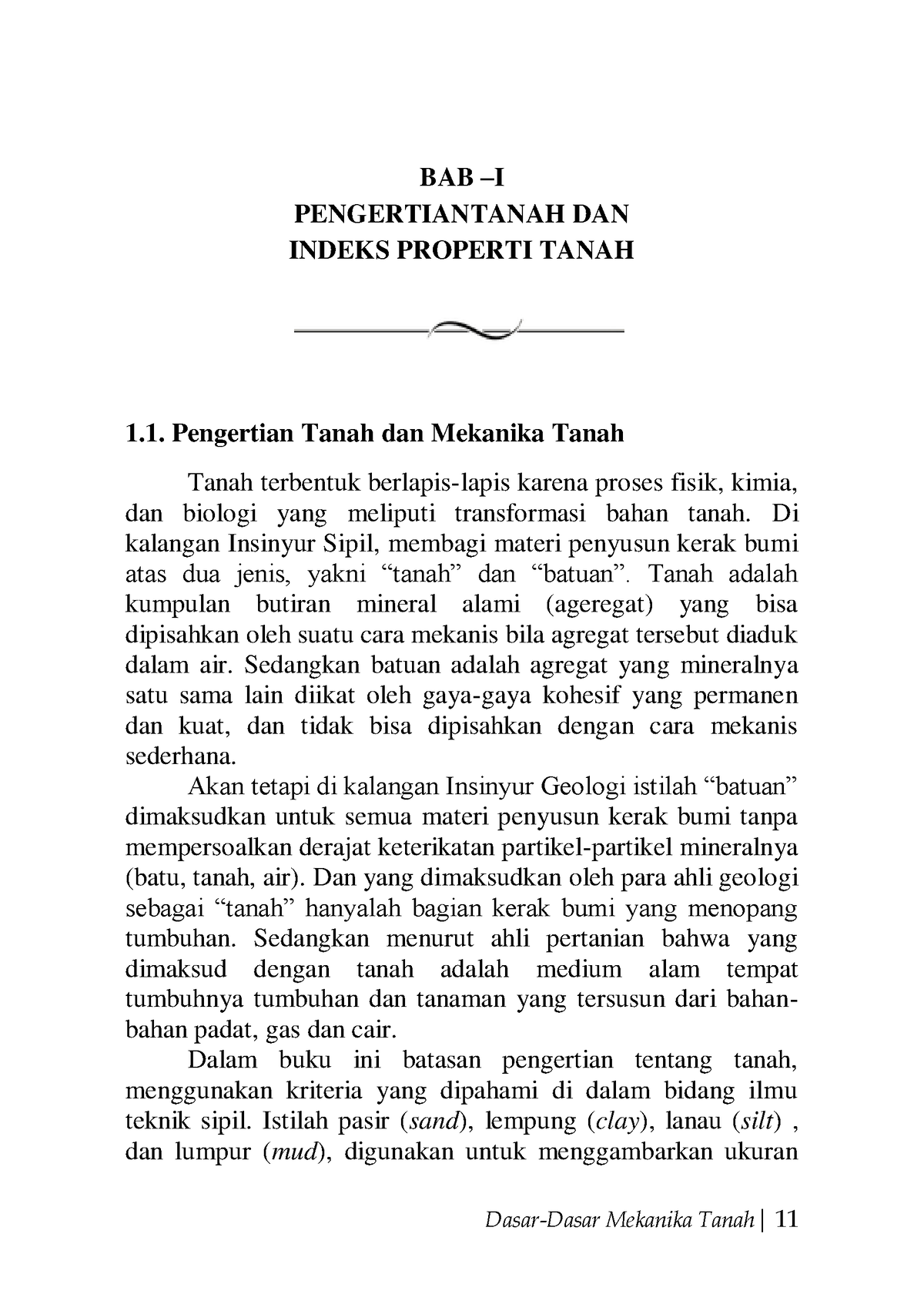 Naskah Buku Dasar Dasar Mekanika Tanah Teknik Sipil Bab 1 Dasar Dasar Mekanika Tanah 11 Bab 4467