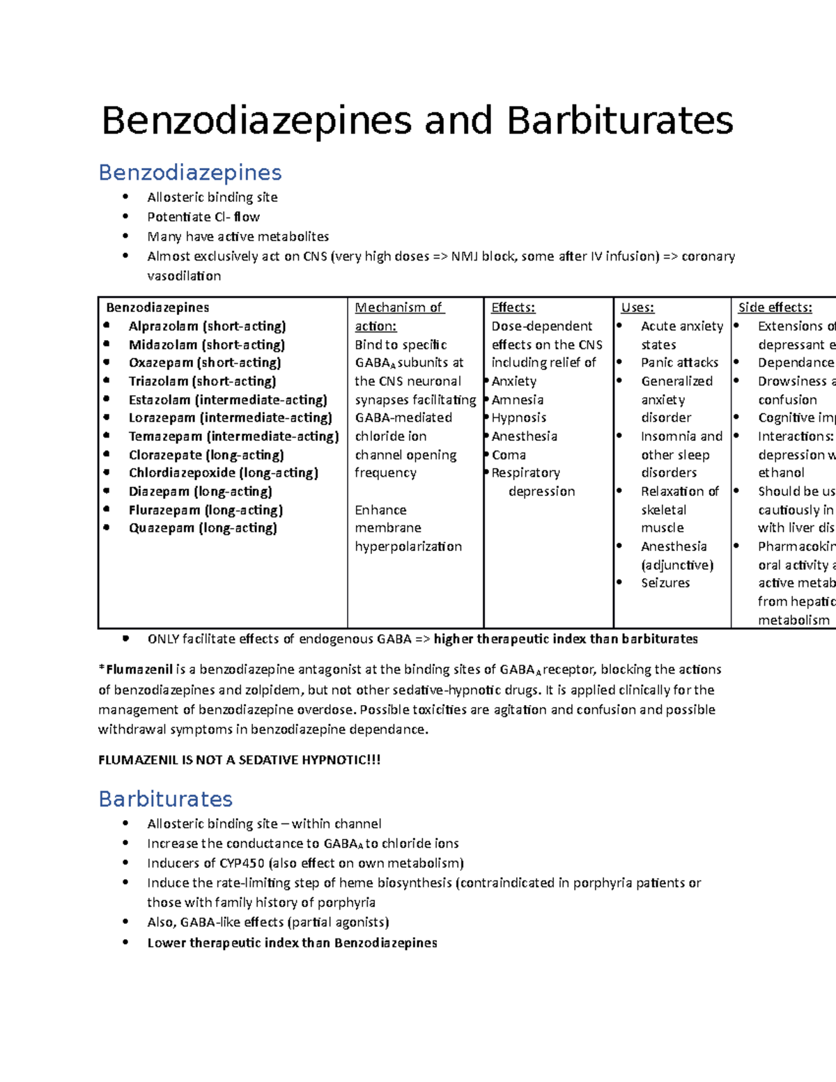 Benzodiazepines and Barbiturates Benzodiazepines and Barbiturates