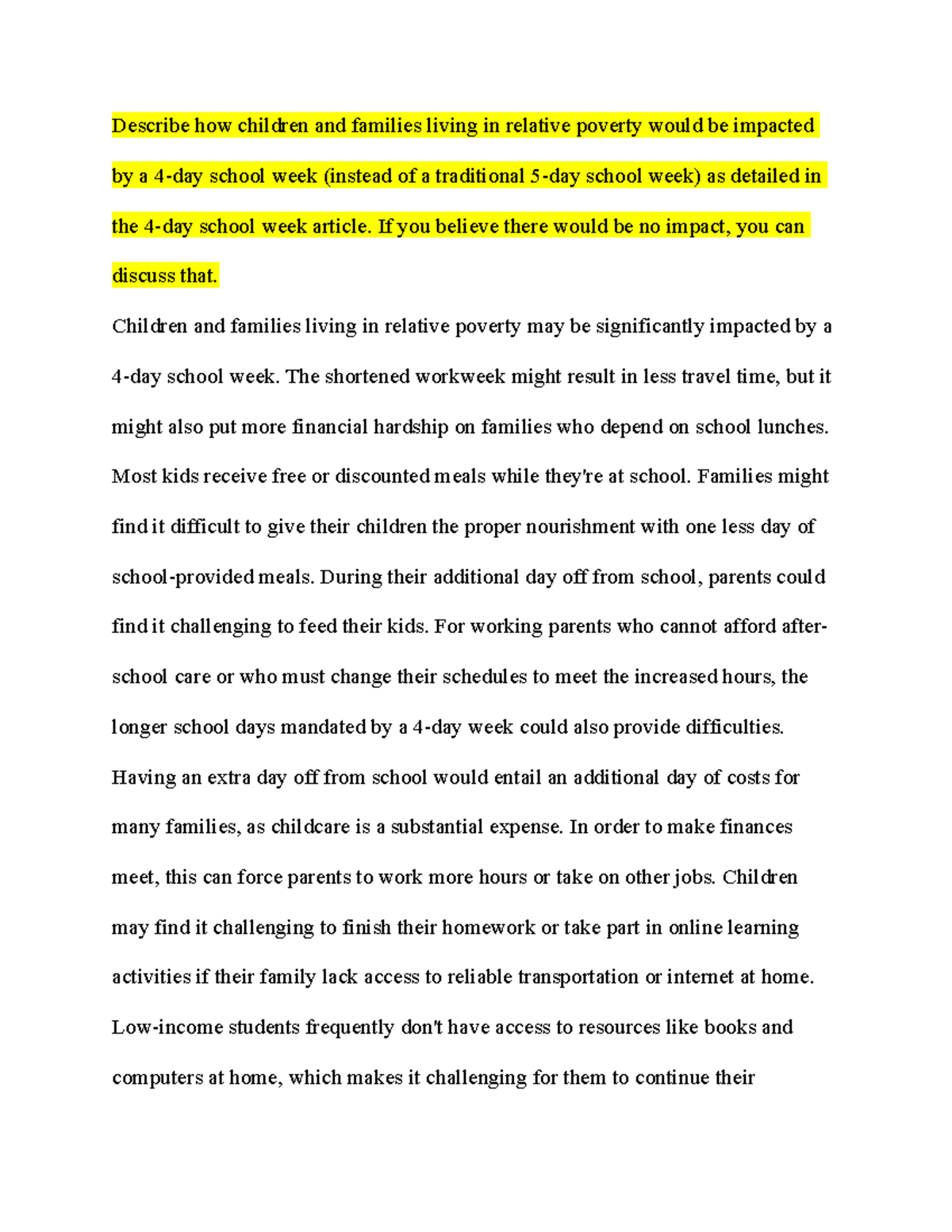 poverty and families essay