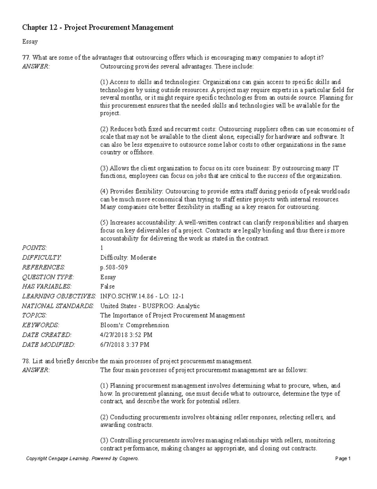 Chapter 12 Project Procurement Management Essay - Essay What are some ...