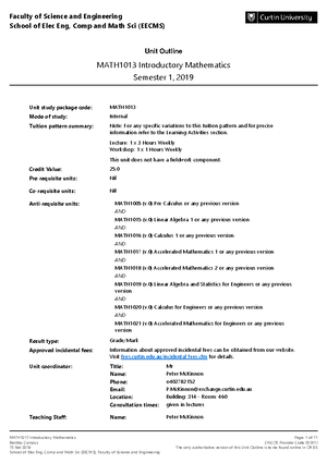 Unit 1 And 2 Methods Full Year Formula Sheet - Atar Mathematics Methods 