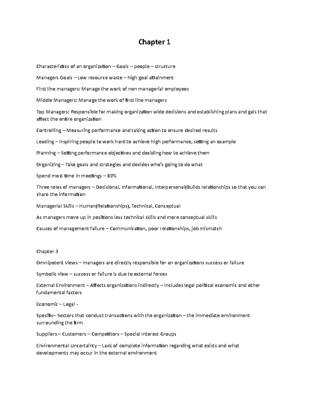 Management Unit 1 - Unit 1 Lecture Notes/Study Guide - Chapter 1 ...