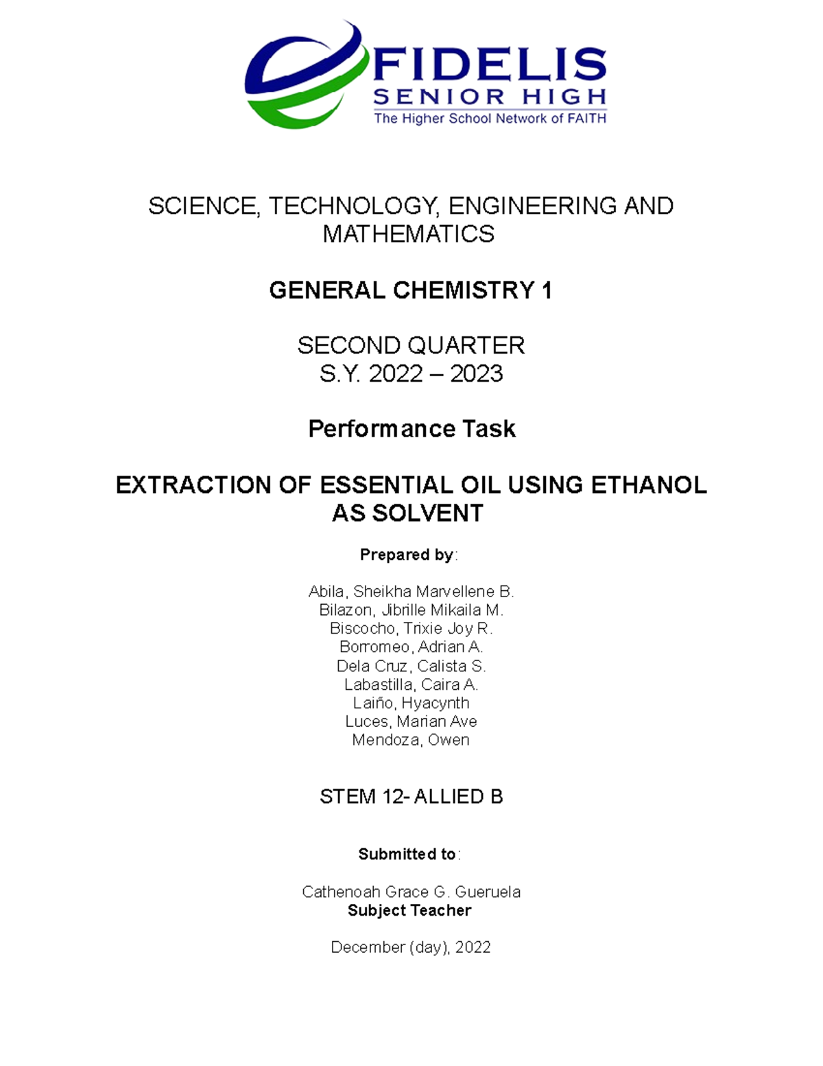 Fragrant OIL kineso - SCIENCE, TECHNOLOGY, ENGINEERING AND MATHEMATICS ...