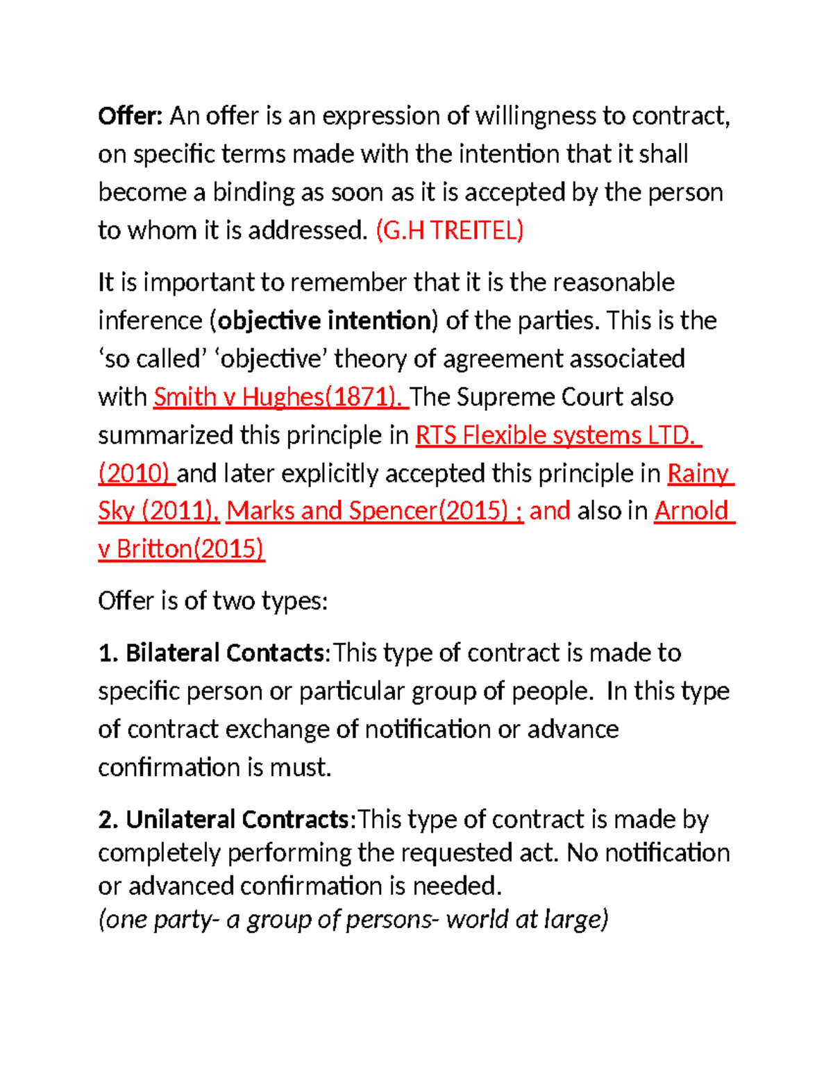 Offer acceptance - Offer: An offer is an expression of willingness to ...