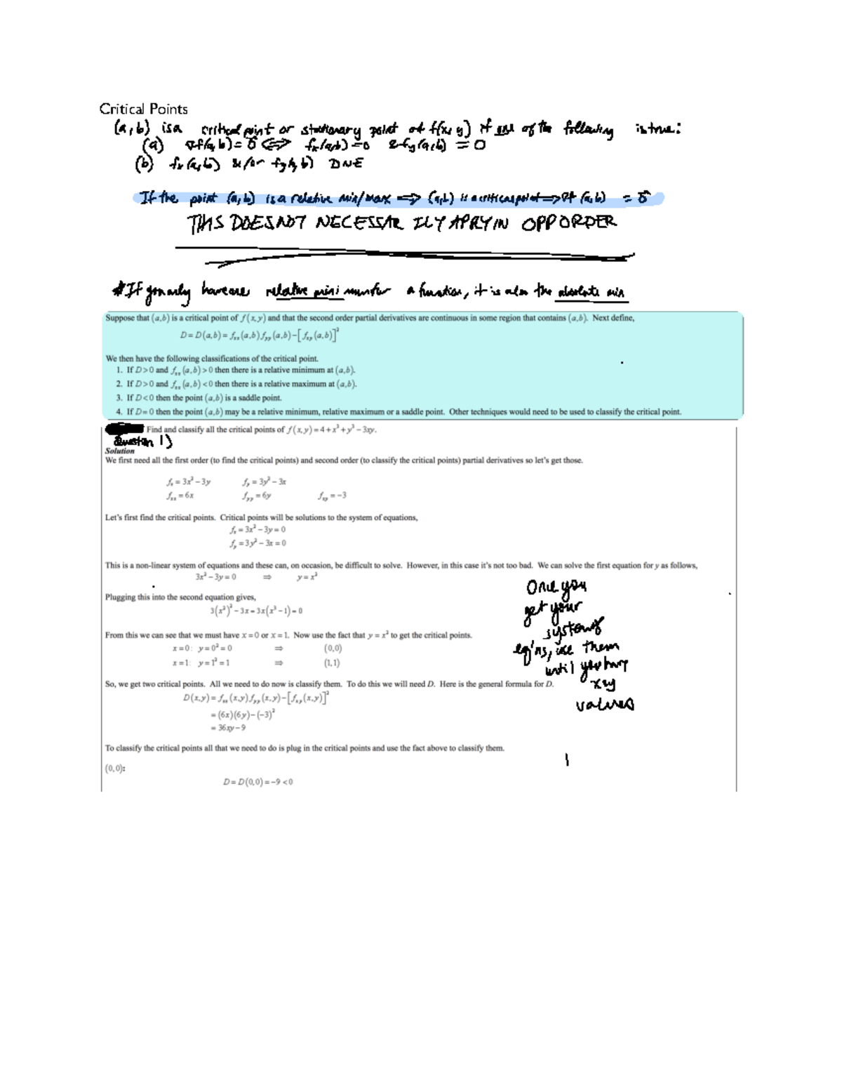 Week 6 Notes and Solutions - MATH 20C - Critical Points - Studocu