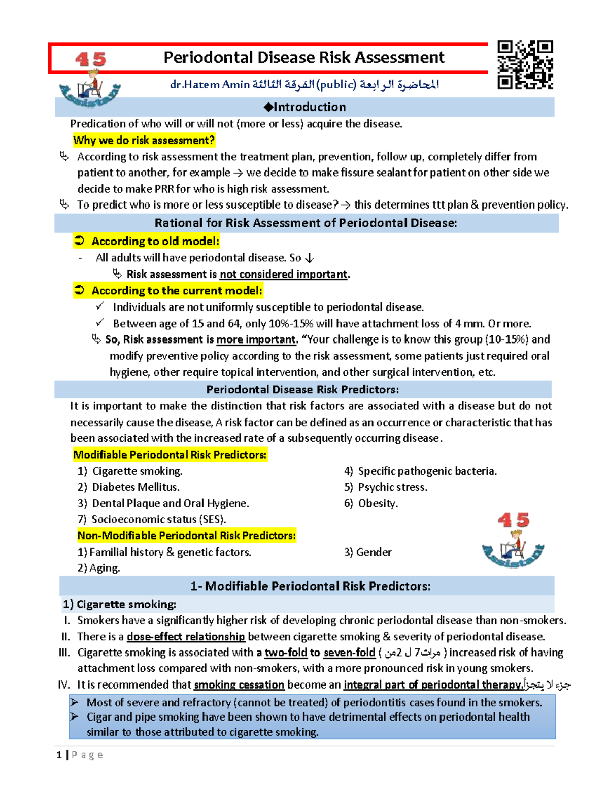 04- Periodontal Disease Risk Assessment - 1 | P a g e Periodontal ...