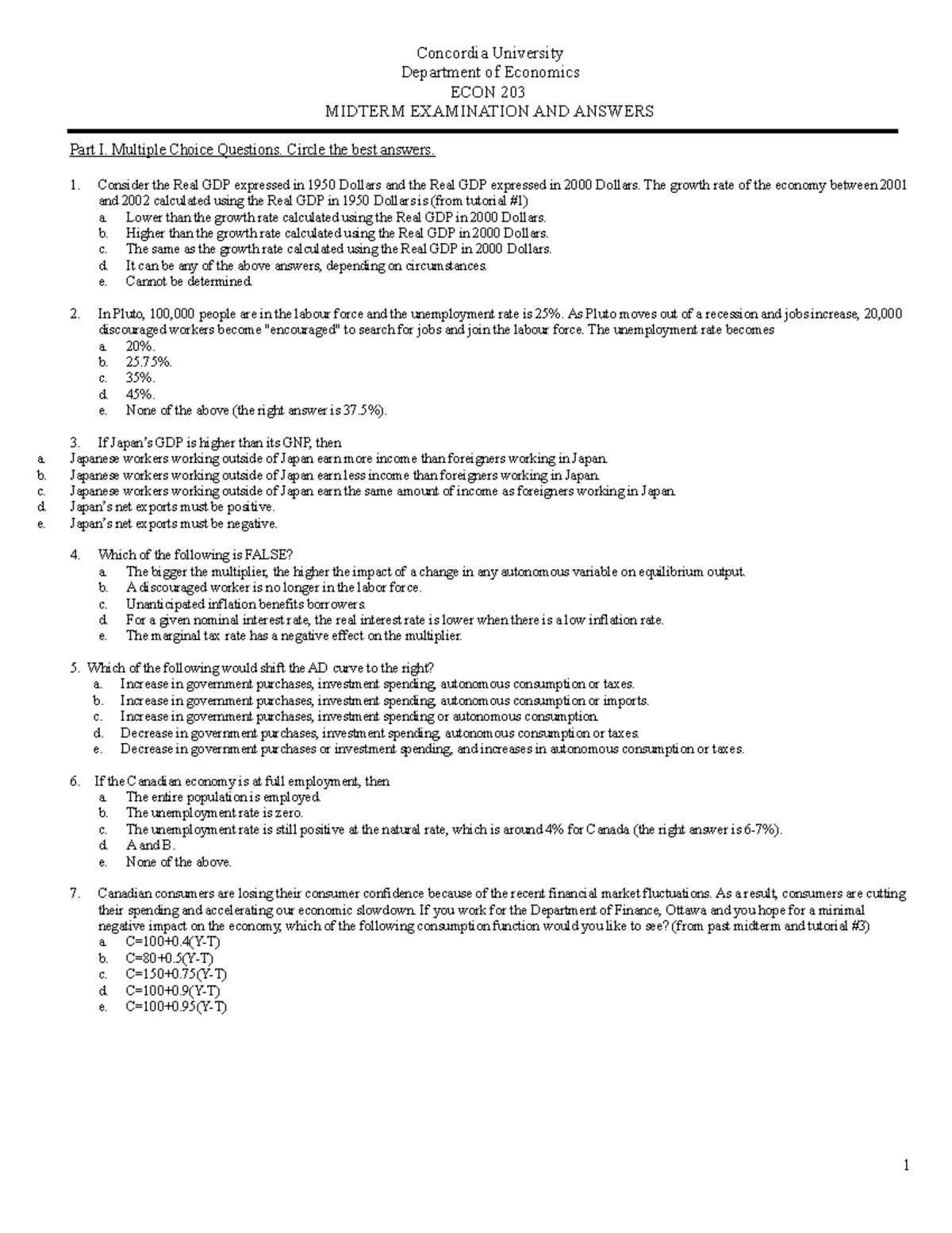 Midterm Exam 2017, Questions - Concordia University Department Of ...