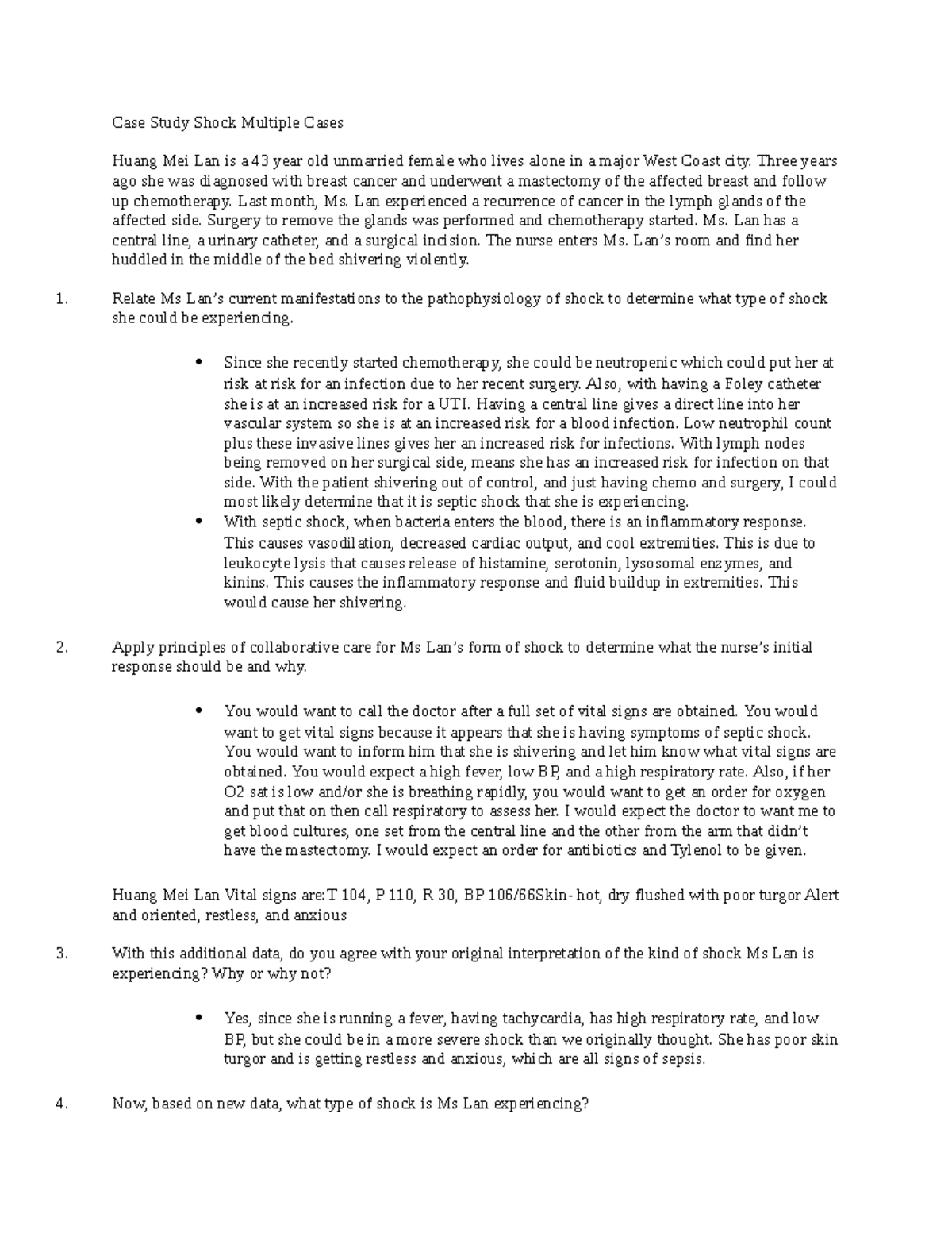 case study shock multiple cases