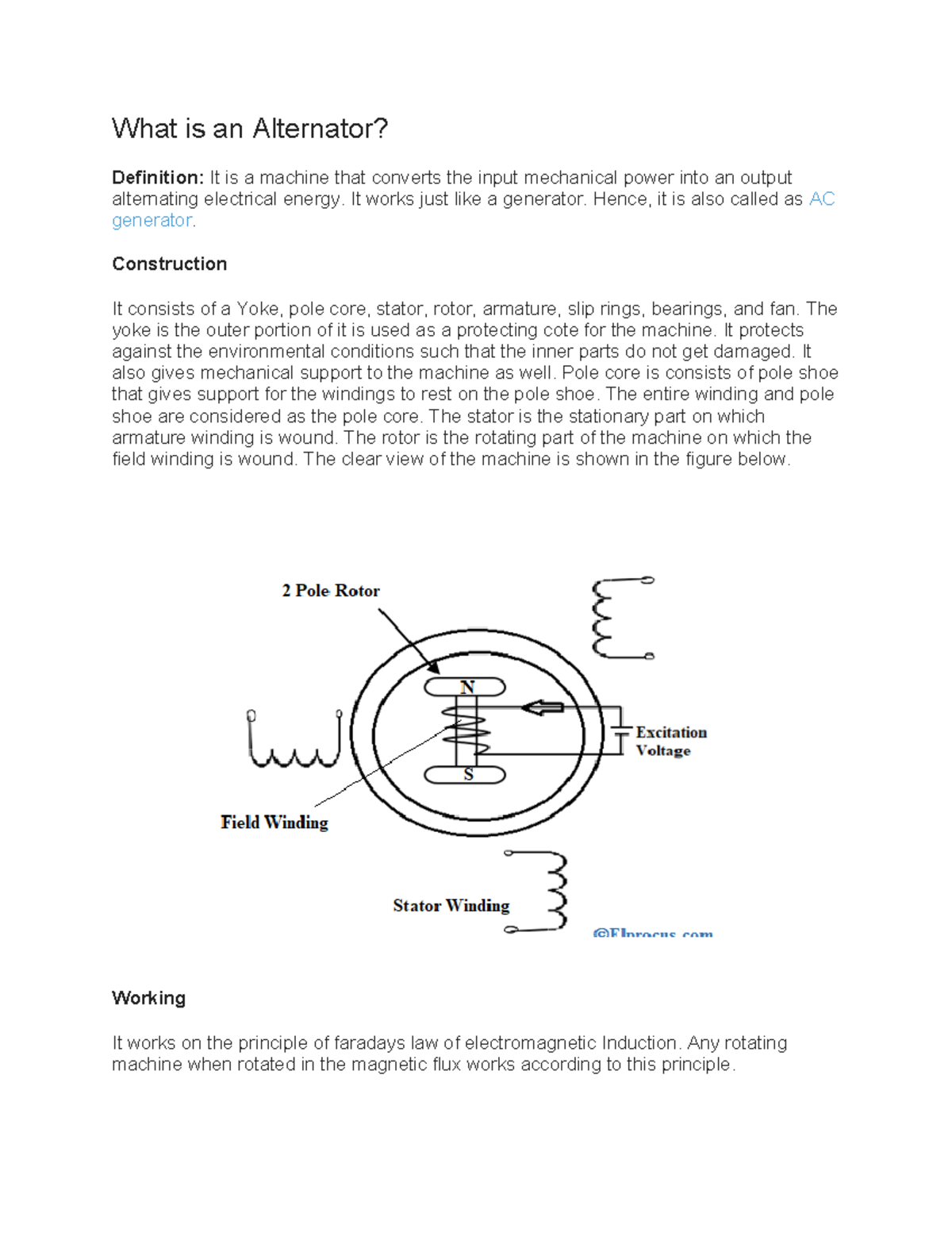 Alternator What is an Alternator? Definition It is a machine that