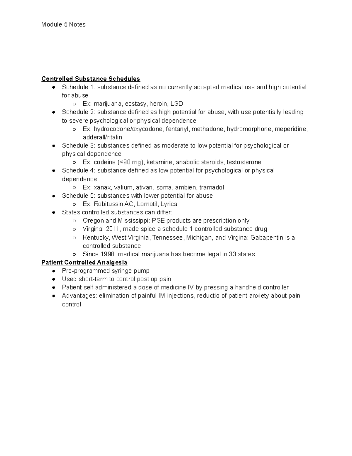 controlled-substance-schedules-module-5-notes-controlled-substance