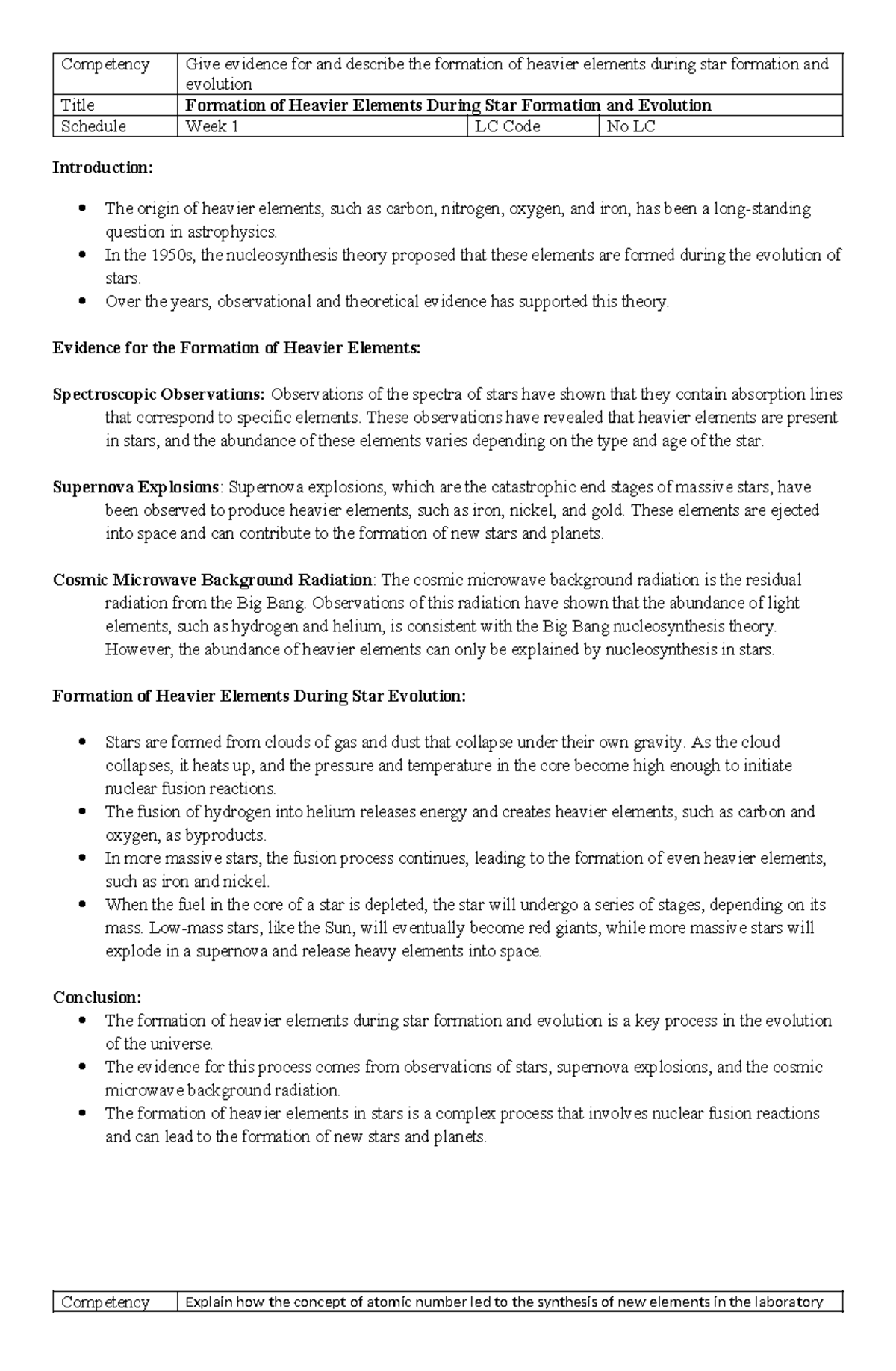 Competency-based Lecture Notes - Competency Give evidence for and ...