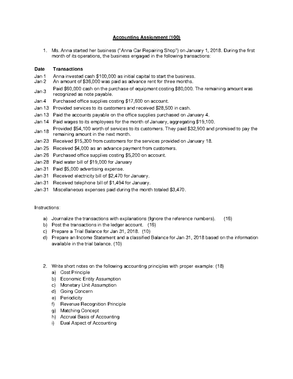 Act 201 Accounting Assignment Accounting Assignment 100 Ms Anna Started Her Business Anna Act 201 Accounting Assignment Accounting Assignment 100 Ms Anna Started Her Business Anna