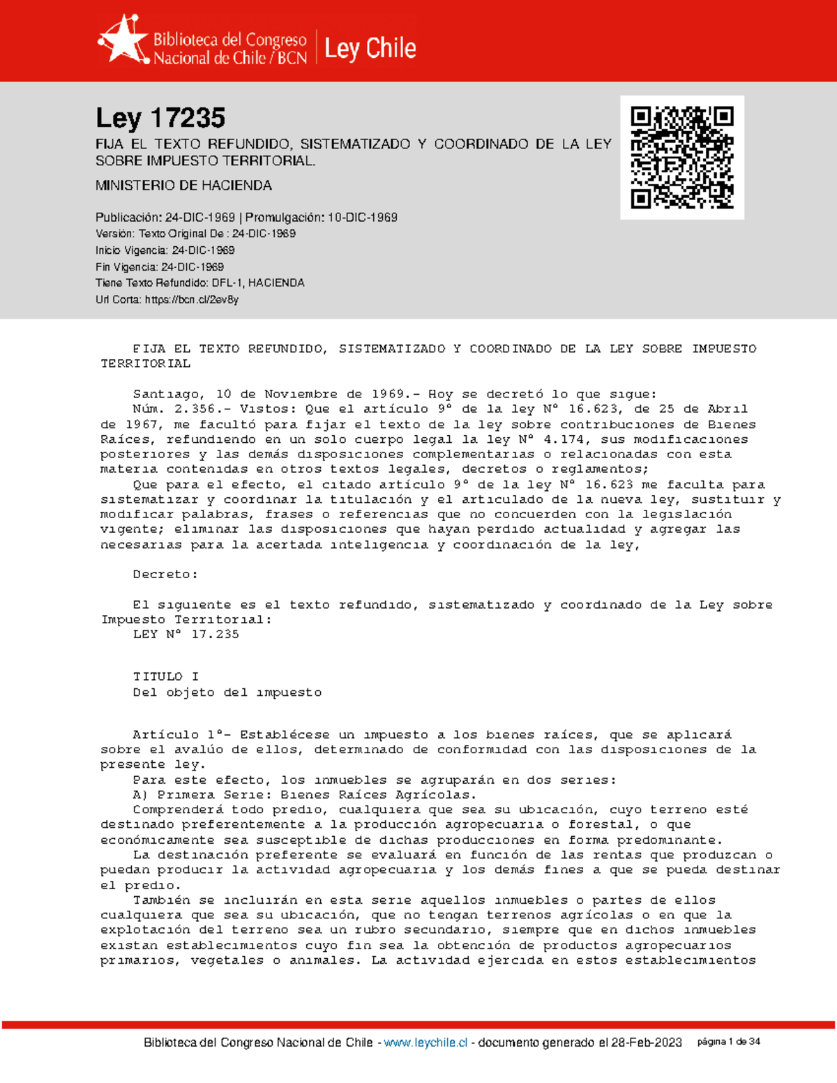 LEY-17235 24-DIC-1969 - Ley 17235 FIJA EL TEXTO REFUNDIDO ...