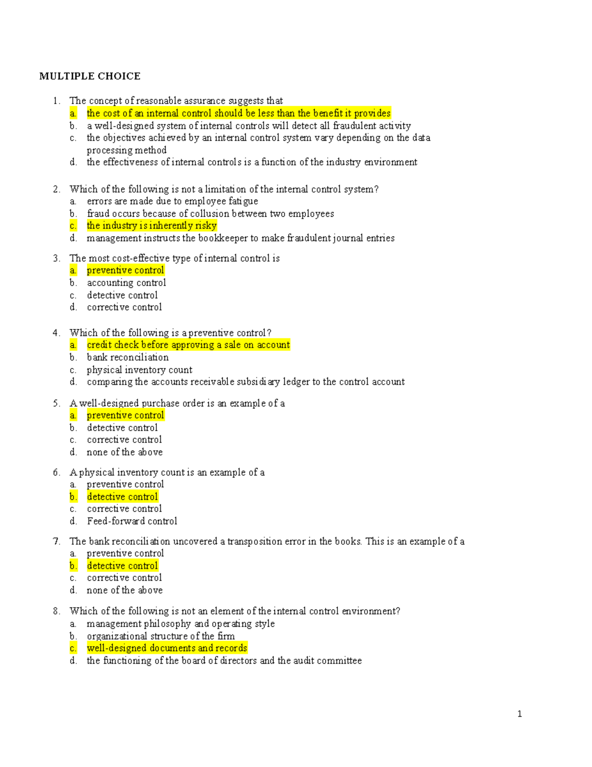 Module 1 - Quiz 2-Auditing And Assurance Principles-CIS Environment ...