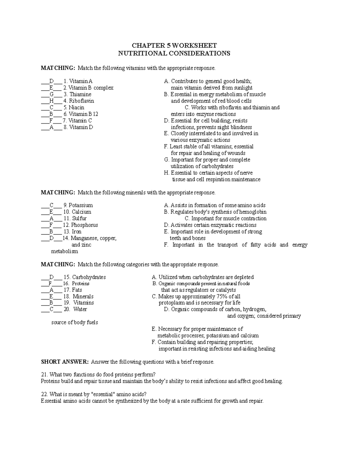 Chapter 5 7 Worksheets worksheet CHAPTER 5 WORKSHEET NUTRITIONAL
