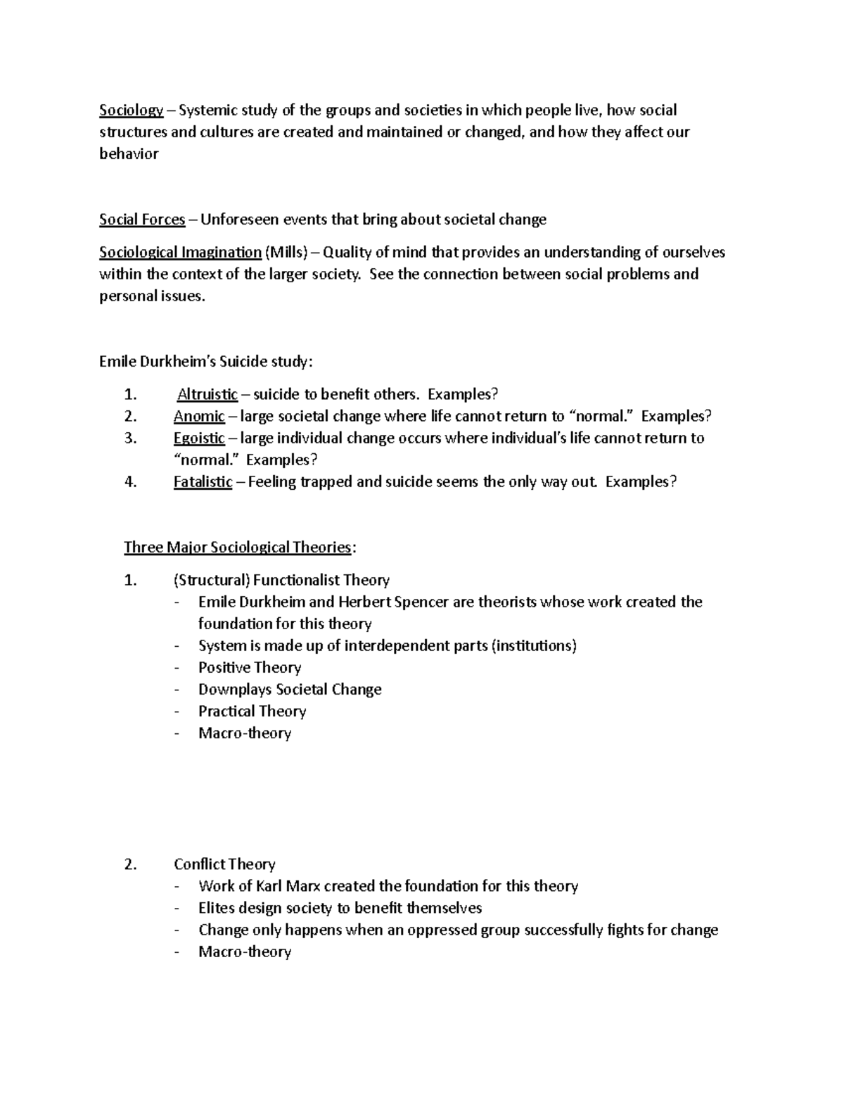 Sociology: Chapter 1 notes - Sociology – Systemic study of the groups ...