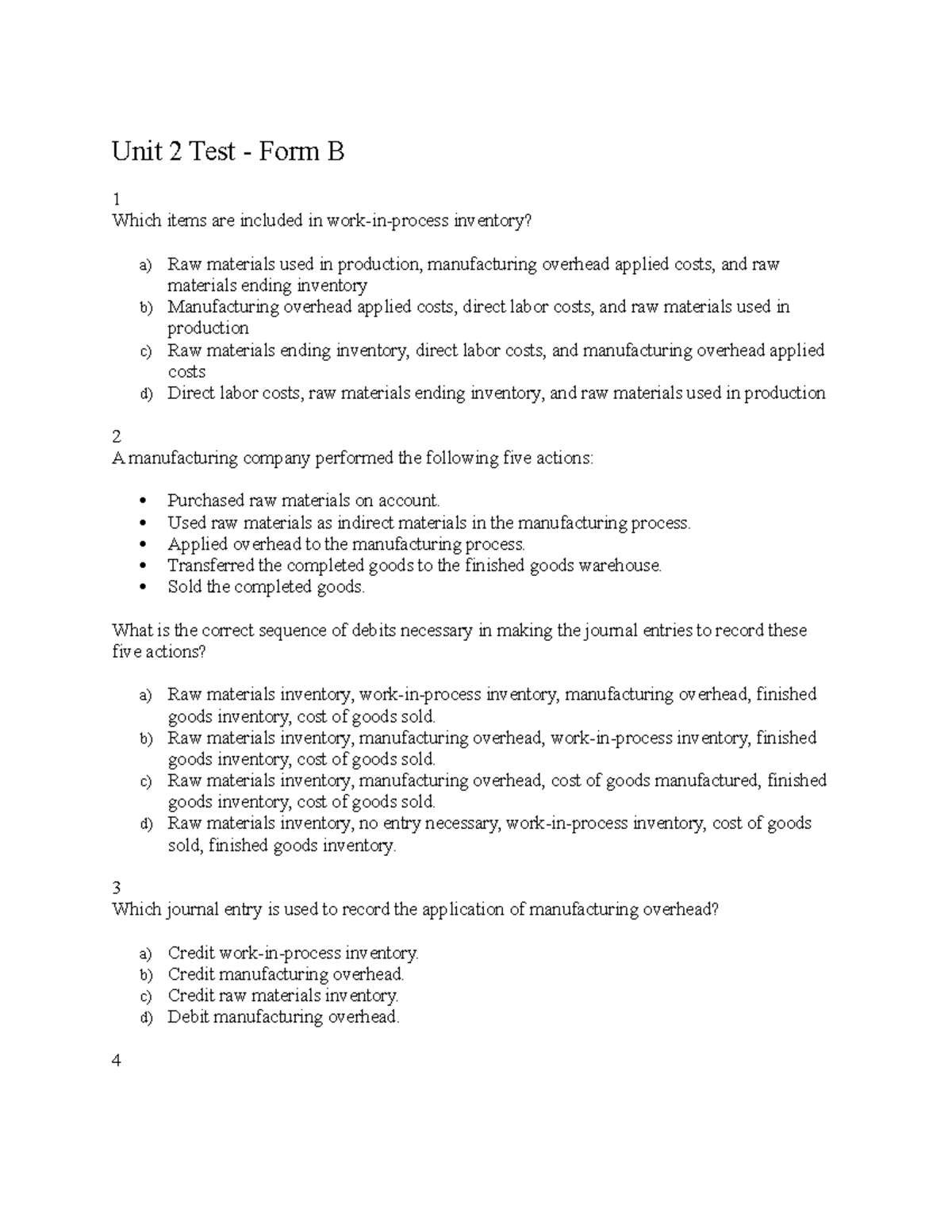 Unit 2 Test Form B - Practice Material For Studying - Unit 2 Test ...