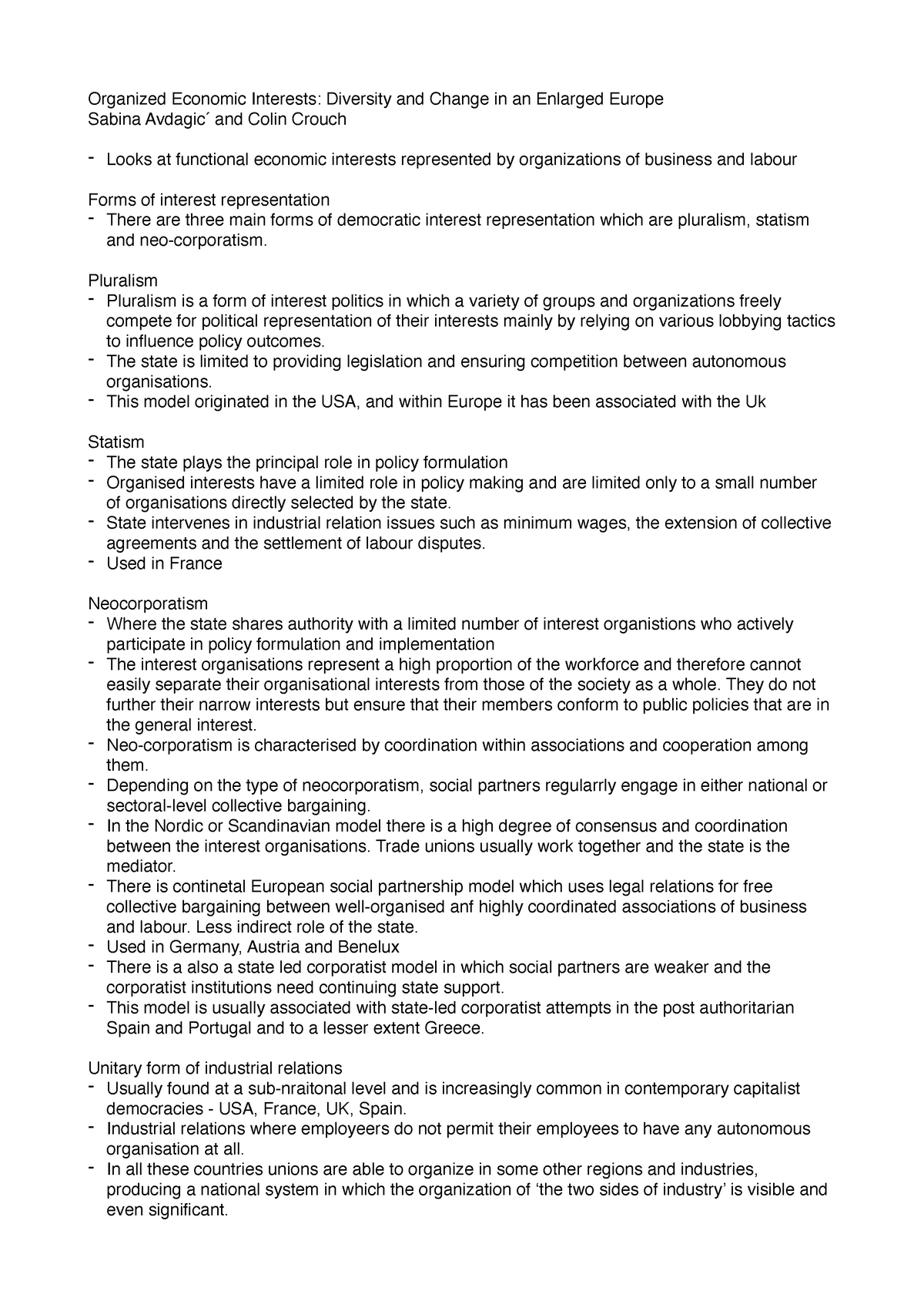 Organized Economic Interests- Diversity and Change in an Enlarged ...