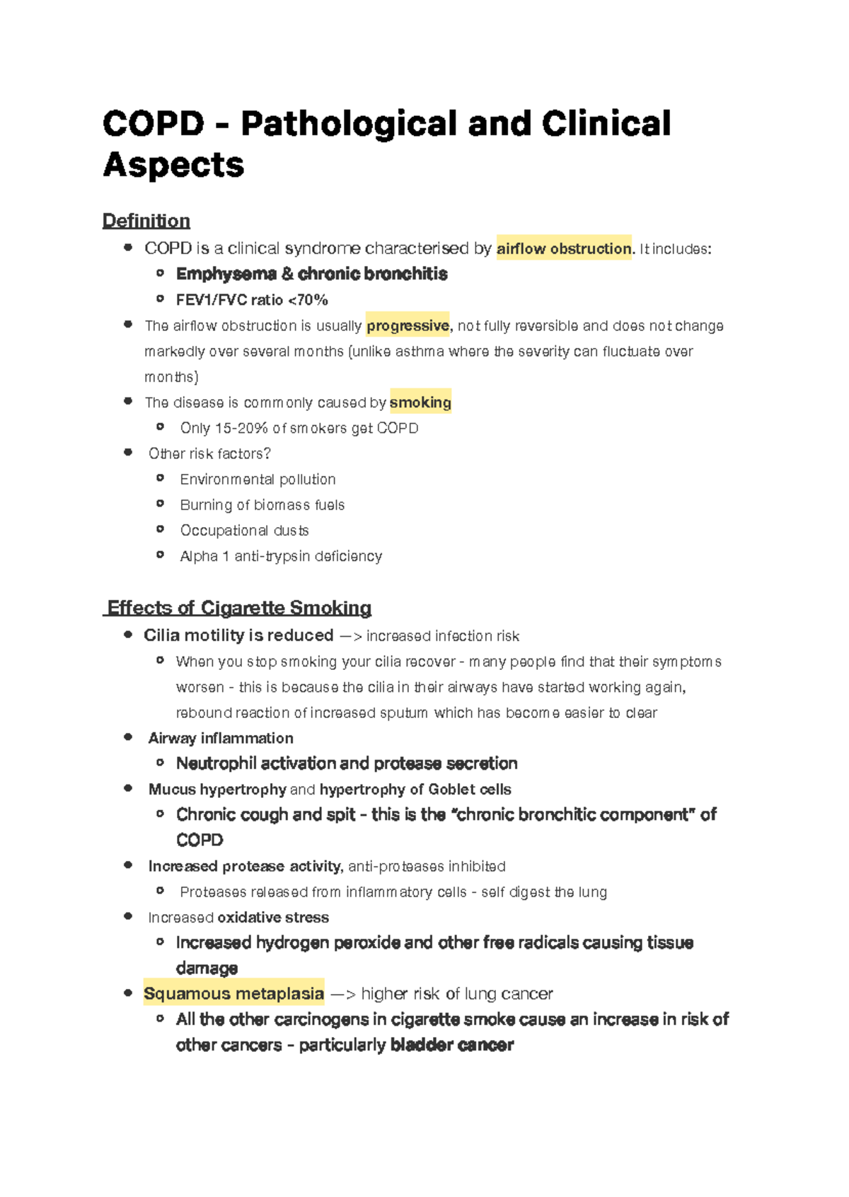 COPD - Pathological and Clinical Aspects - C O P D - Pa t h o l o g i c ...