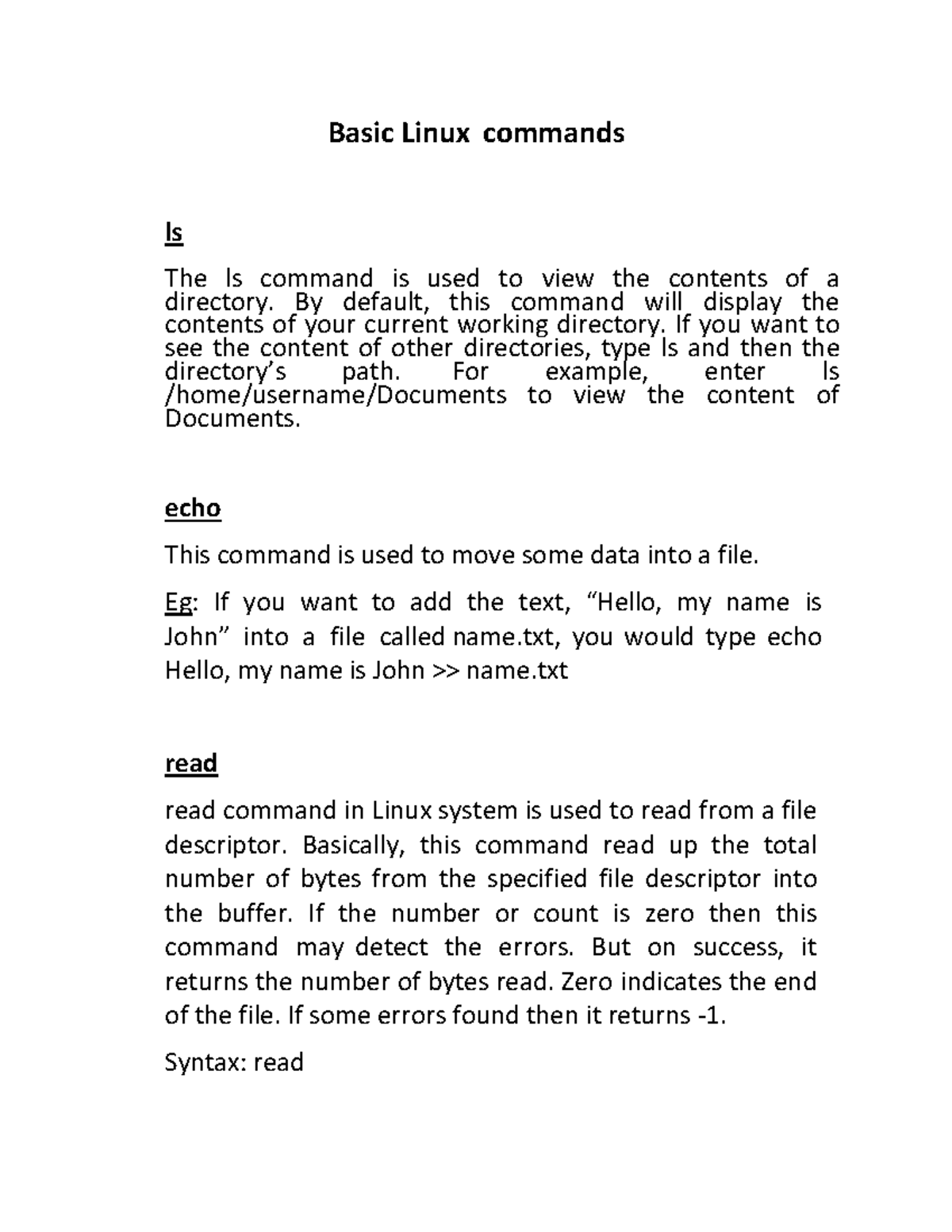 02 Linux Commands It S A Lecture Note Basic Linux Commands Ls The Ls Command Is Used To View