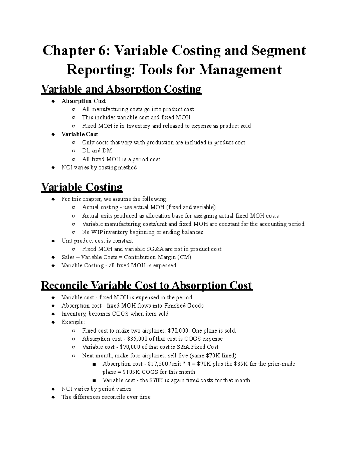 Chapter 6 Variable Costing and Segment Reporting Tools for Management ...
