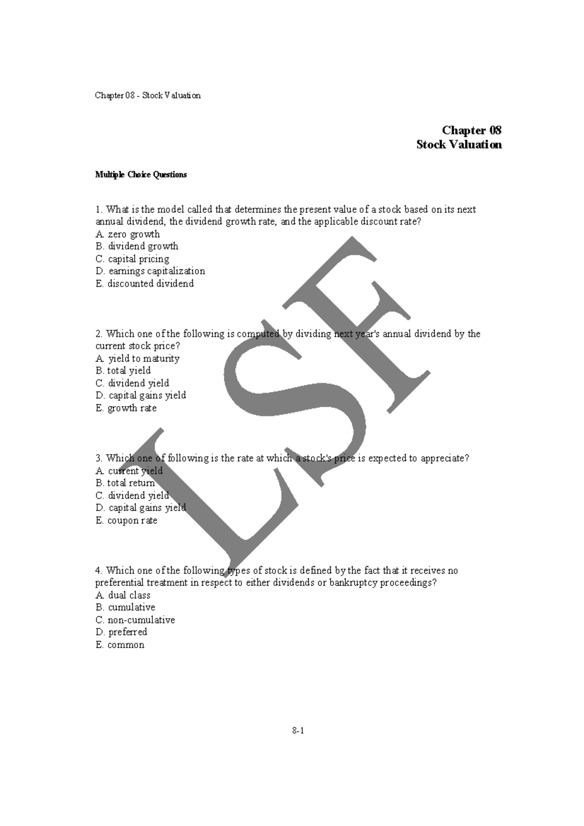 Chap008 2.59.31 PM - practice questions - Chapter 08 Stock Valuation ...