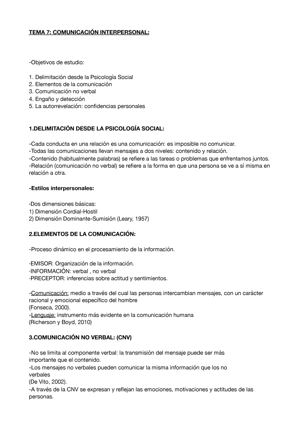 Tema 7 Y 8 - Apuntes 7y8 - TEMA 7: COMUNICACIÓN INTERPERSONAL ...