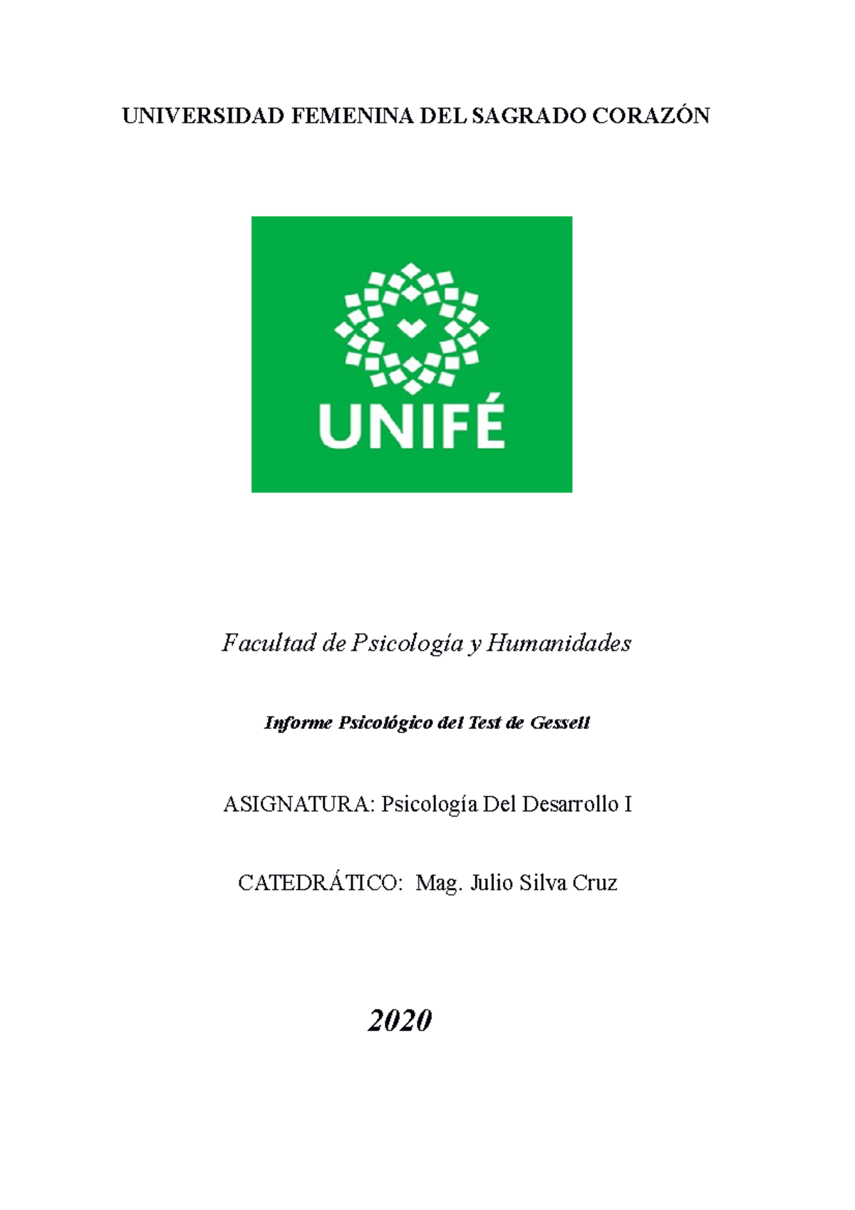 Modelo Informe Apuntes Universidad Femenina Del Sagrado CorazÓn Facultad De Psicología Y 0153