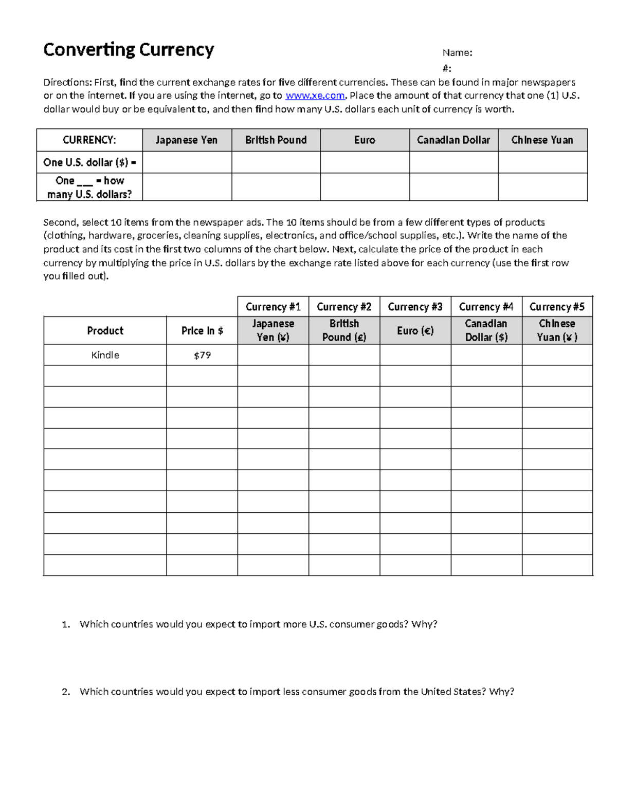 Converting Currency Learn about different currencies around the world