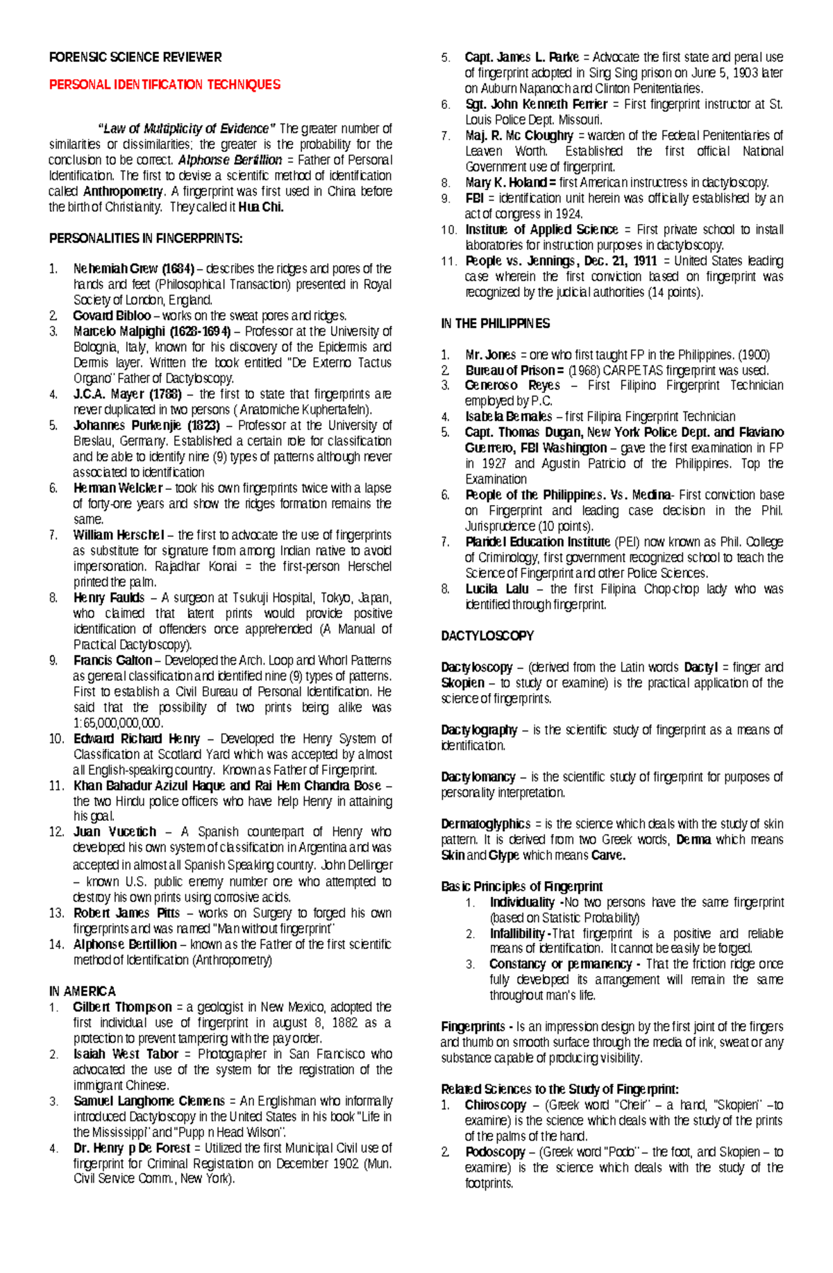 Forensic Science Reviewer - FORENSIC SCIENCE REVIEWER PERSONAL ...